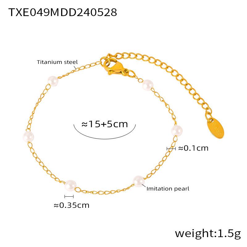 Women's Jewelry Set Fashion Elegant Temperament Pearl Necklace Versatile Spring And Summer Round Titanium Steel O Shaped Chain Does Not Fade Jewelry_ipsvogv.com