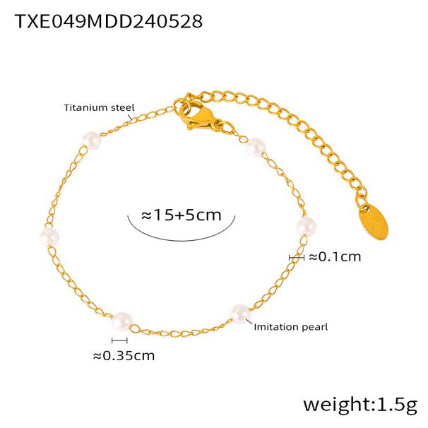 Women's Jewelry Set Fashion Elegant Temperament Pearl Necklace Versatile Spring And Summer Round Titanium Steel O Shaped Chain Does Not Fade Jewelry_ipsvogv.com