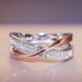 Cao Shi's New Simple And Personalized X-shaped Double Color Women's Zircon Copper Ring Jewelry_ipsvogv.com