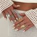 exaggerated pearl glossy niche geometric ring personality ins line wide joint ring jewelry_ipsvogv.com