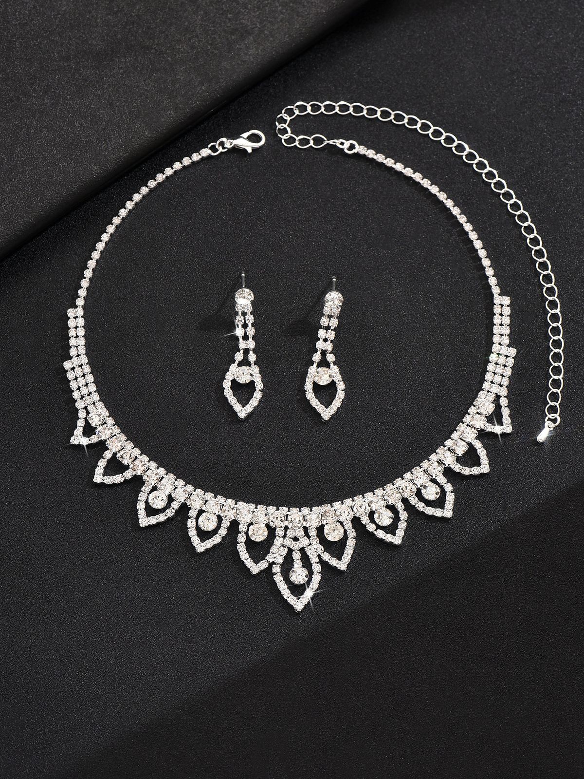Bridal Jewelry Marquise Gold Necklace Earrings Bracelet Wedding Versatile Accessories Luxurious Women's Three-Piece Set_ipsvogv.com