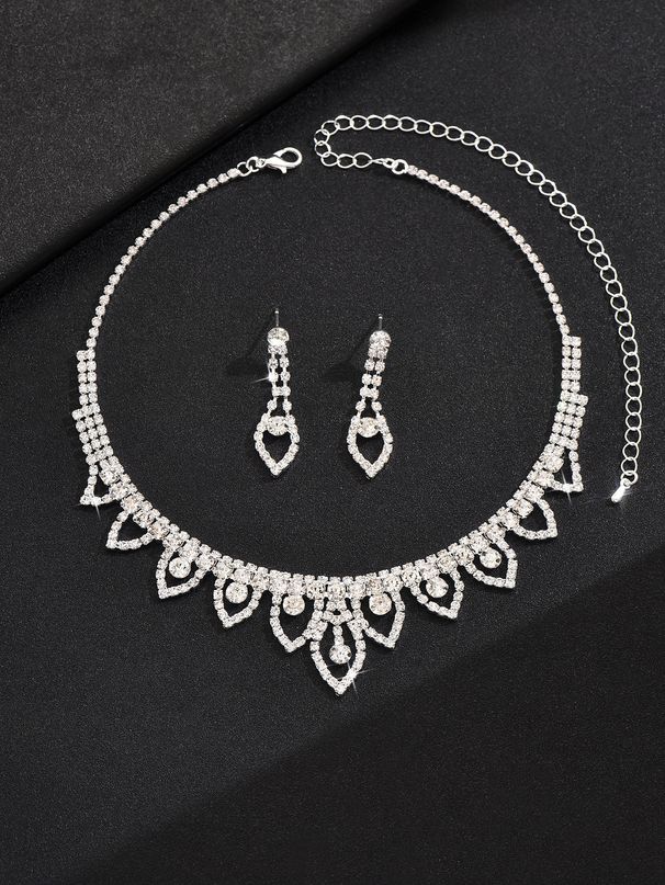 Bridal Jewelry Marquise Gold Necklace Earrings Bracelet Wedding Versatile Accessories Luxurious Women's Three-Piece Set_ipsvogv.com