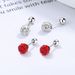 Silver Red Full Diamond Ball Earrings Niche Flash Diamond Threaded Bead Ear Bone Studs Simple Female Jewelry_ipsvogv.com