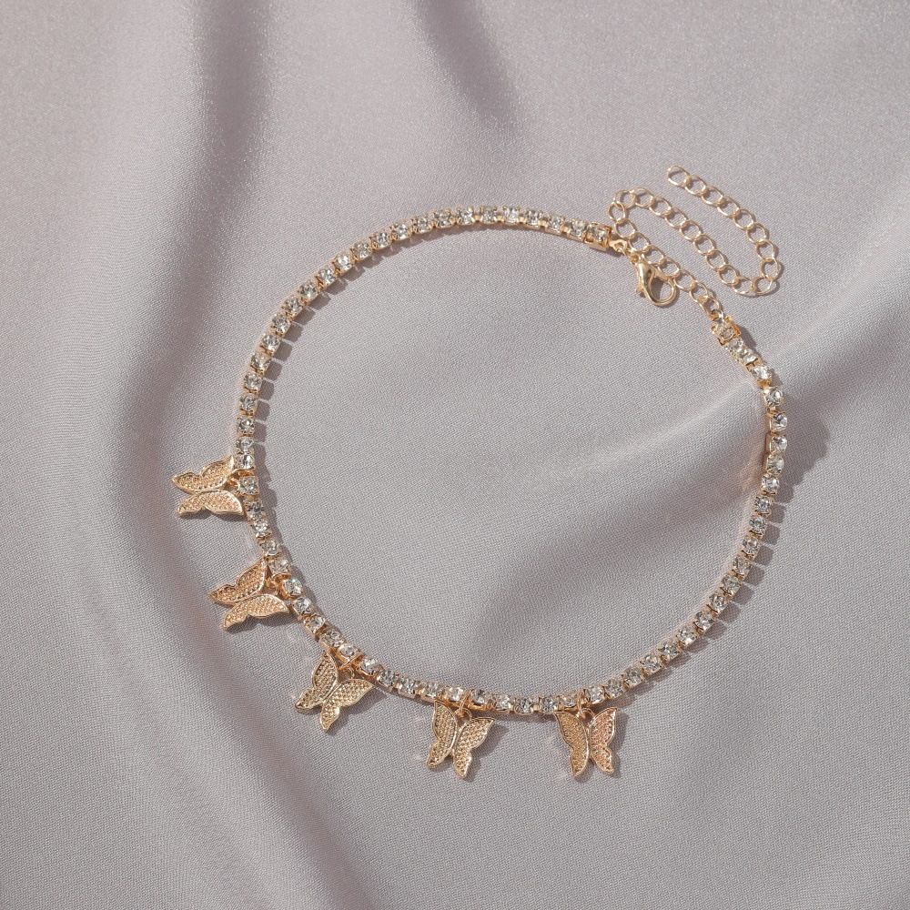 New Hip-Hop Jewelry Tennis Choker Rhinestone Pendant Cuban Butterfly Necklace For Women_ipsvogv.com