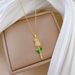 Green 【 】 Leaf Rose Light Luxury Charm Gorgeous Full Diamond Necklace Women's Versatile Clavicle Chain Titanium Steel 【 】_ipsvogv.com
