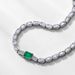 special Supply Heavy Industry Design Cultivated Emerald Necklace S925 Silver Full Of Square Diamonds Colored Gemstone Clavicle Chain_ipsvogv.com