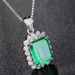 Cao Shi's New Rectangular Emerald Zircon Necklace Colorful Treasure Pendant Women's Necklace Ornament_ipsvogv.com