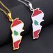 Retro Lebanon Oil Drops Map Pendant Necklace Men and Women Stainless Steel Couple Necklace Trend Accessories_ipsvogv.com