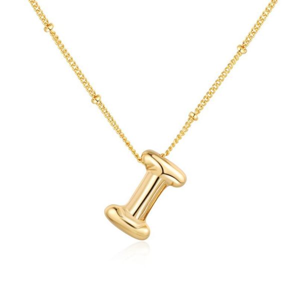 Hit 26 Letter Necklace Stainless Steel Chubby Bubble Letter English Necklace_ipsvogv.com
