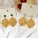 Women's Jewelry Hollow Flower Plate Earrings Retro Metal Earrings Exaggerated Artistic Fashionable White Shell Copper Electroplated Earrings_ipsvogv.com