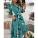 Women's Clothing 2024 Hot Spring and Summer Fashion Short Sleeve V Neck Print Hip wrapped Women's Clothing_ipsvogv.com