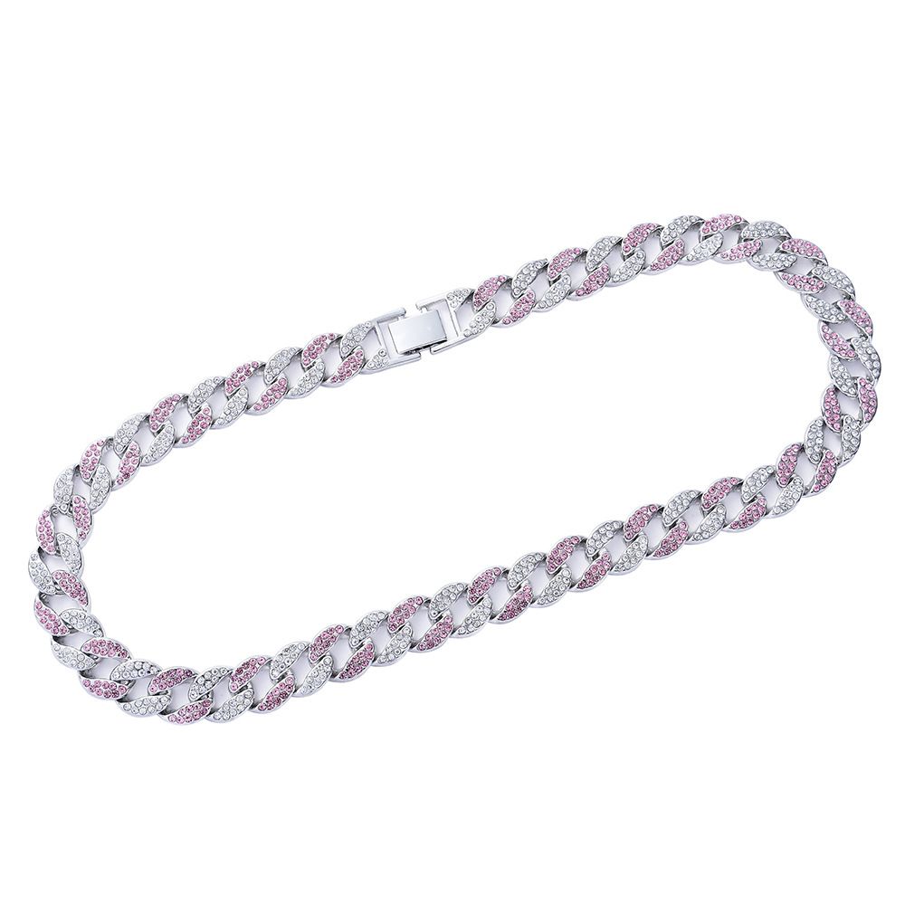 Cuban Chain Full Personalized Hip Hop Jewelry 3A Water Diamond Versatile Multi Color Men's Necklace_ipsvogv.com