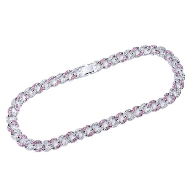 Cuban Chain Full Personalized Hip Hop Jewelry 3A Water Diamond Versatile Multi Color Men's Necklace_ipsvogv.com