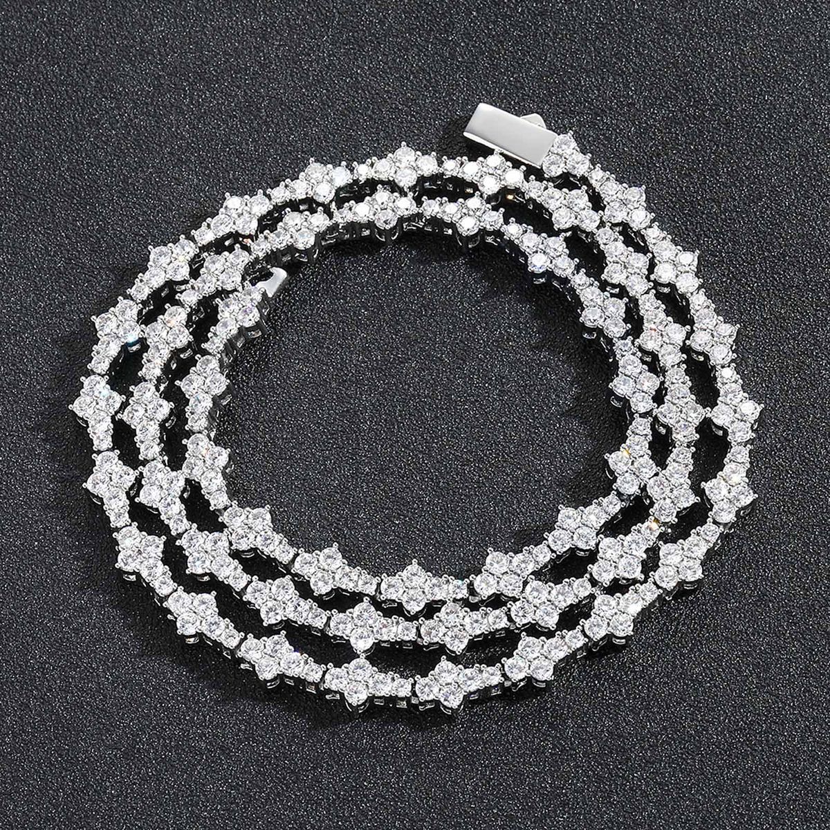 Personalized Zircon Plum Blossom Tennis Chain Men's Necklace Trendy Brand Spring Buckle Hip-hop Accessory_ipsvogv.com