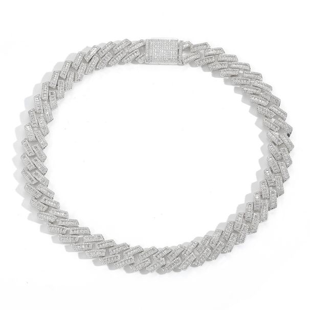 Chain Necklaces New 16mmT Square Mixed Inlaid Zircon Cuban Chain Personality Trendy Men's Hip Hop Necklace Niche Fashion Accessories_ipsvogv.com