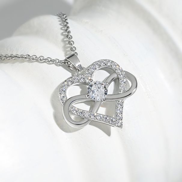 Infinity Symbol 8-character Peach Heart Sweater Chain, New Niche High-end Bow Love Necklace_ipsvogv.com