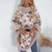 Women's Clothing fur collar pullover contrast color leopard print knitted cape women autumn and winter retro loose sweater shawl_ipsvogv.com