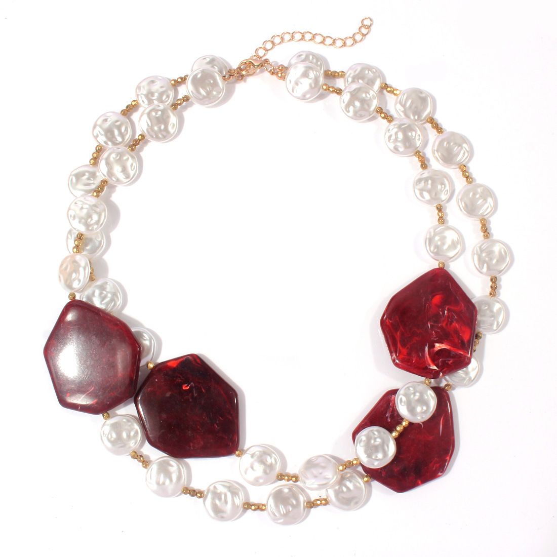 Fashion Retro Jewelry Simple Special Shaped Pearl Women's Necklace Double Layer Clavicle Chain_ipsvogv.com