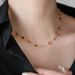 Titanium Steel, Gold, Colored Beaded, Niche Design Necklace For Women's Vacation, Natural Stone Lock Bone Chain_ipsvogv.com