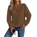 Women's Clothing solid color deep V neck splicing long sleeved women's casual sweatshirt_ipsvogv.com
