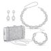 Bride rhinestone diamond twist diamond bracelet jewelry set five piece set diamond square box evening bag women_ipsvogv.com