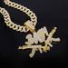 Unisex Alloy Necklace For Men And Women Double Gun BABY Pendant Hip Hop Personality Fashion Rap Street Trend Diamond Pendant_ipsvogv.com
