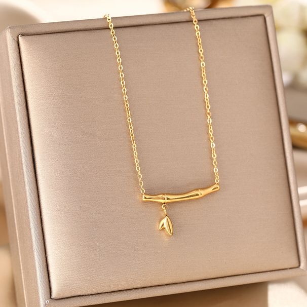 New Fashionable Titanium Steel Necklace For Women, Light Luxury Bamboo Knot Step By Step, High End Pendant, Clavicle_ipsvogv.com