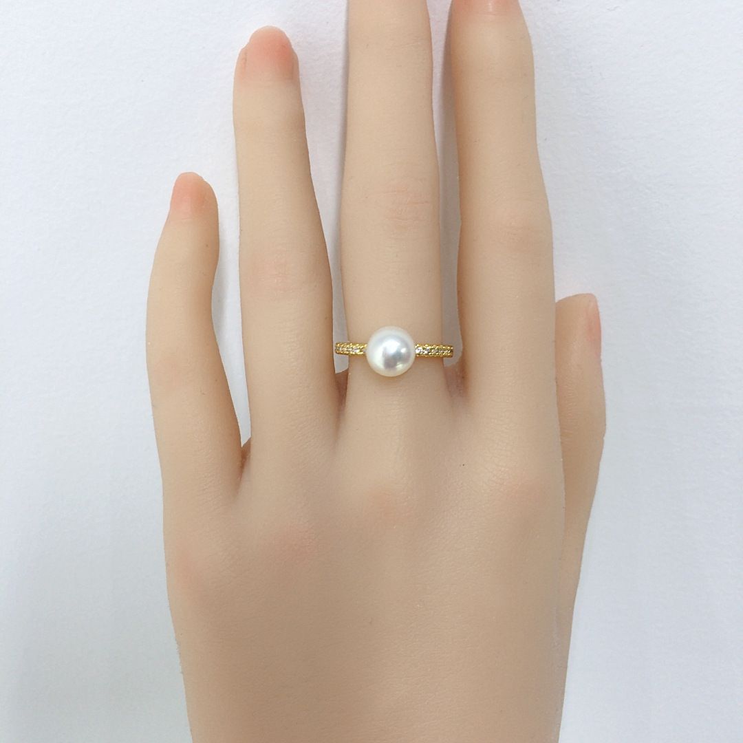 Zhuji Natural Freshwater Real Gold Electroplating Fashionable And Simple Zircon Single Pearl Ring Live Streaming_ipsvogv.com