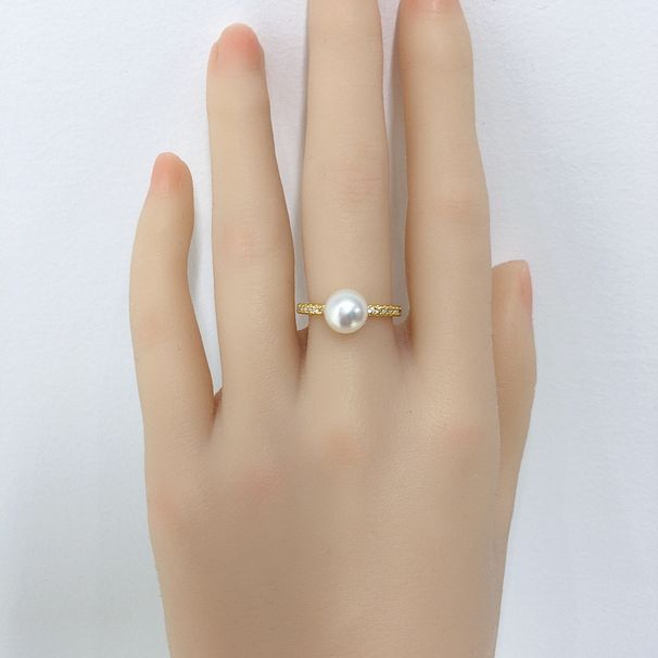 Zhuji Natural Freshwater Real Gold Electroplating Fashionable And Simple Zircon Single Pearl Ring Live Streaming_ipsvogv.com