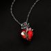 ins love rose necklace Gothic dark winding flower heart shaped clavicle chain Valentine's Day_ipsvogv.com