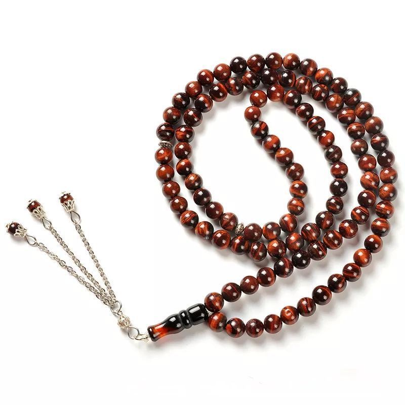 Natural 8mm Hand Held 99 Muslim Prayer Bracelet DIY Tassel Beads Handle Chain_ipsvogv.com