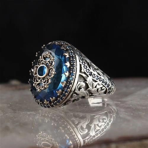 Diamond Craftsman Blue Set Zircon New Simple And Elegant Alloy Ring_ipsvogv.com