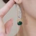 Women's earrings design green zircon earrings, feminine, simple retro bow earrings, versatile face-slimming earrings_ipsvogv.com