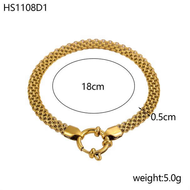 Women's Jewelry Braided Bracelet Spring Buckle Opening DIY Hanging Accessories Mesh Bracelet Jewelry Stainless Steel Plated 14K Gold Mesh_ipsvogv.com