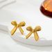 Unisex New Three Dimensional Ripple Bow Retro Earrings Copper Crossing Bow Sweet Ear Hook Light Luxury Temperament Earrings_ipsvogv.com