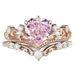 Sanjie's New Rose Gold Crown Set With Pink Heart-shaped Zircon Ring For Women's Accessories_ipsvogv.com