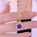 Internet Celebrity Micro Inlaid Purple Water Droplet Pendant Necklace For Women, Fashionable And Versatile, Light Luxury_ipsvogv.com