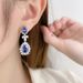 Cao Shi's Water Drop Shaped New Product Full Diamond Simulation Blue Bridal Luxury Earr, Female Socialite Style_ipsvogv.com