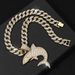 Hip Hop Trendy Animal Whale Fashion Full Diamond Dolphin Pendant Men's Alloy Cuban Chain_ipsvogv.com