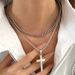 hot-selling stainless steel double-layer twisted chain cross pendant necklace personality hip-hop men's jewelry_ipsvogv.com