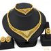 Gold bridal jewelry set Necklace Earrings Bracelet Ring_ipsvogv.com