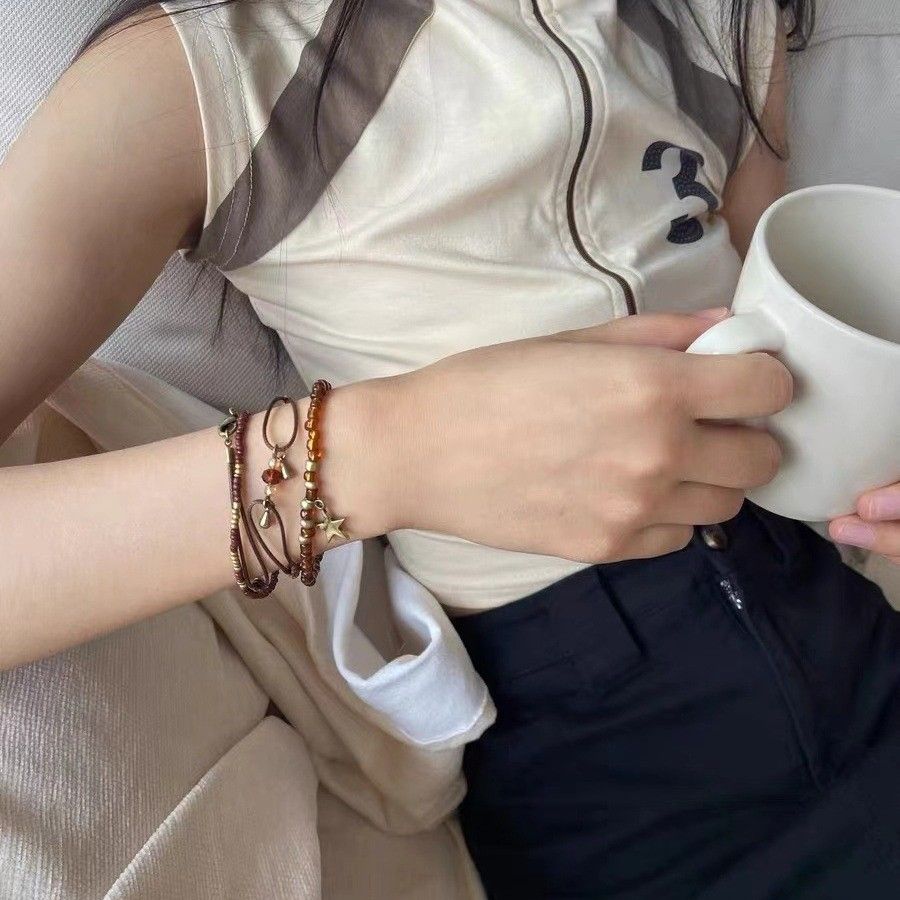 Ethnic Brown Retro Beaded Multi Layer Bracelet For Women In Summer, Bohemian Indian Style Couple Bracelet_ipsvogv.com