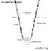 Hepburn Style New Geometric Pearl Pendant String, Colorful Natural Stone Square Cut Necklace, Titanium Steel_ipsvogv.com