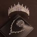 Crown headdress necklace earrings champagne vintage purple diamond birthday crown hair accessories bride wedding dress three piece suit_ipsvogv.com