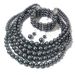 Exaggerated beaded three piece set with multi-layer pearl necklace Jewelryset 2420_ipsvogv.com