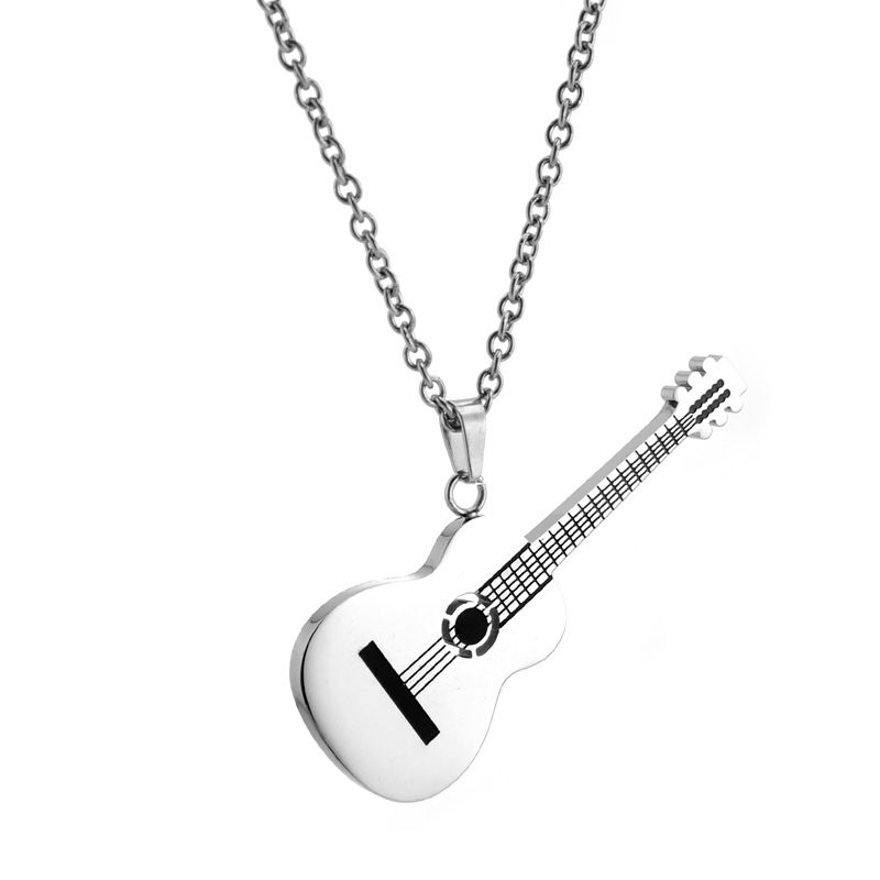 Men's Jewelry Titanium Steel Instrument Guitar Necklace Fashionable Personality Trendy Jewelry Music Series Pendant_ipsvogv.com