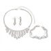 Women’s Jewelry Set Fashion Full Diamond Necklace Earrings Set Bridal Jewelry Necklace Three Piece Set Wedding Rhinestone Jewelry_ipsvogv.com