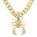 Hip Hop 3D Full Diamond Scorpion Shaped Pendant Trendy Punk Motorcycle Wear Cuban Chain Necklace_ipsvogv.com