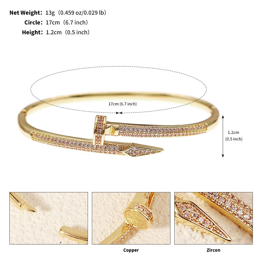 Women's Jewelry Diamond Nail Open Bracelet Wedding Dinner Party Jewelry High End Niche Light Luxury Zircon Bracelet_ipsvogv.com