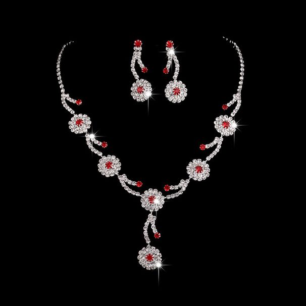 ETERNAL VOWS - Personalized Silver Diamond Wedding Jewelry Set (Claw Chain Necklace & Earrings,Bridal Luxury)_ipsvogv.com